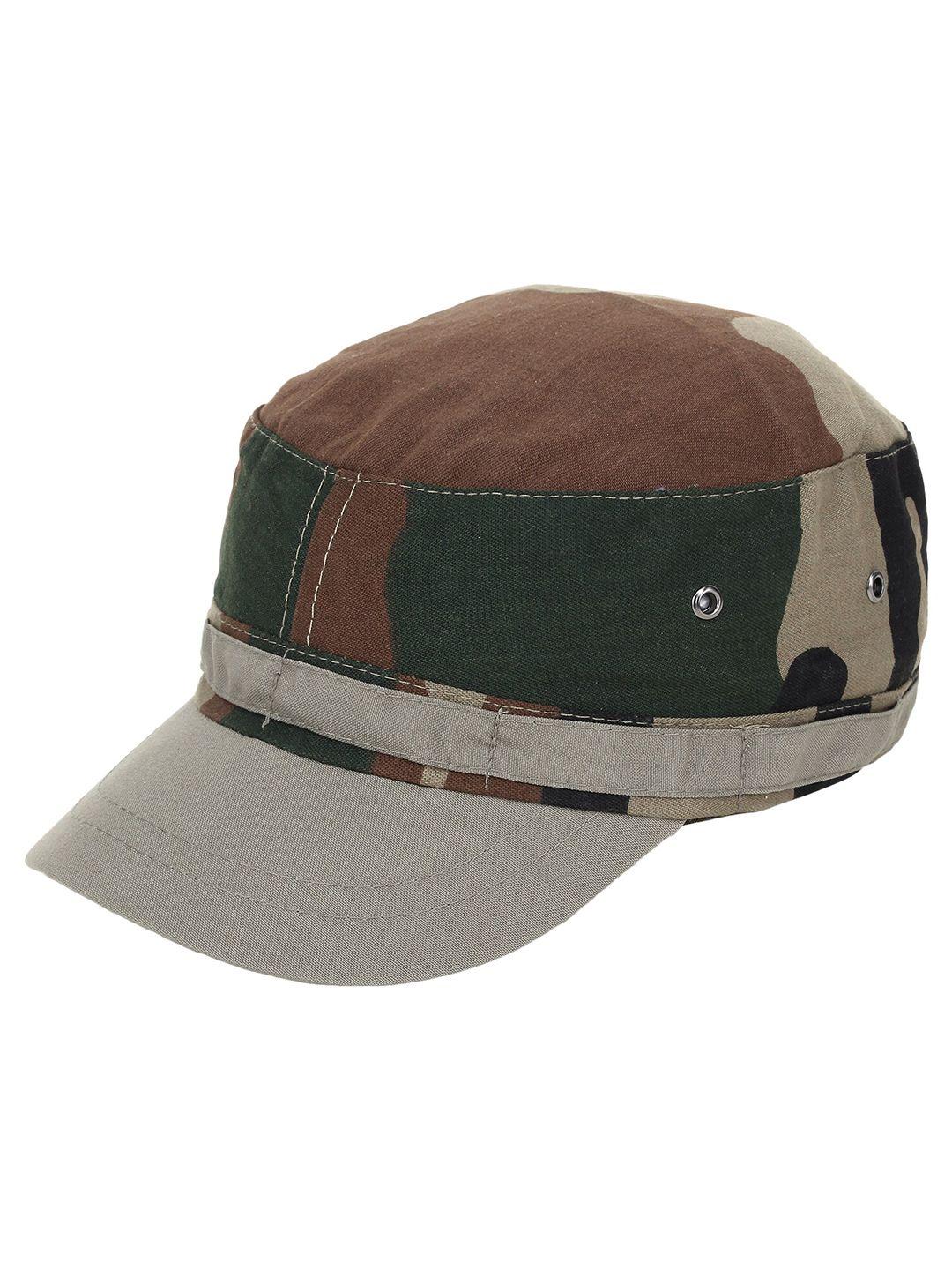 zacharias men brown & green printed baseball cap