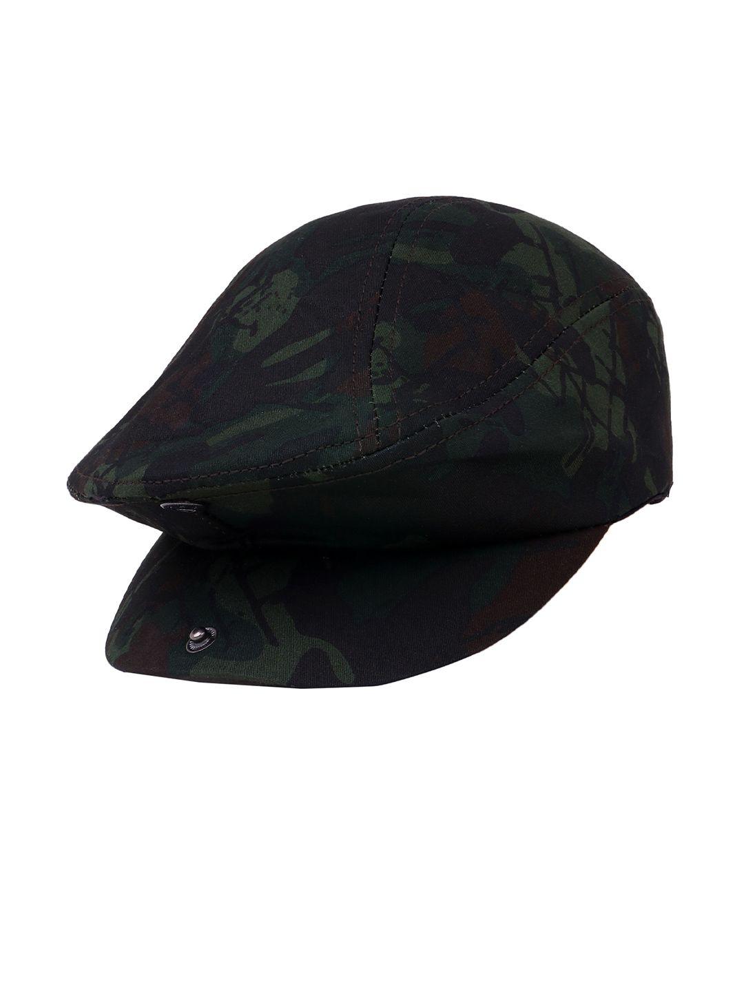 zacharias men navy blue & green printed ascot cap