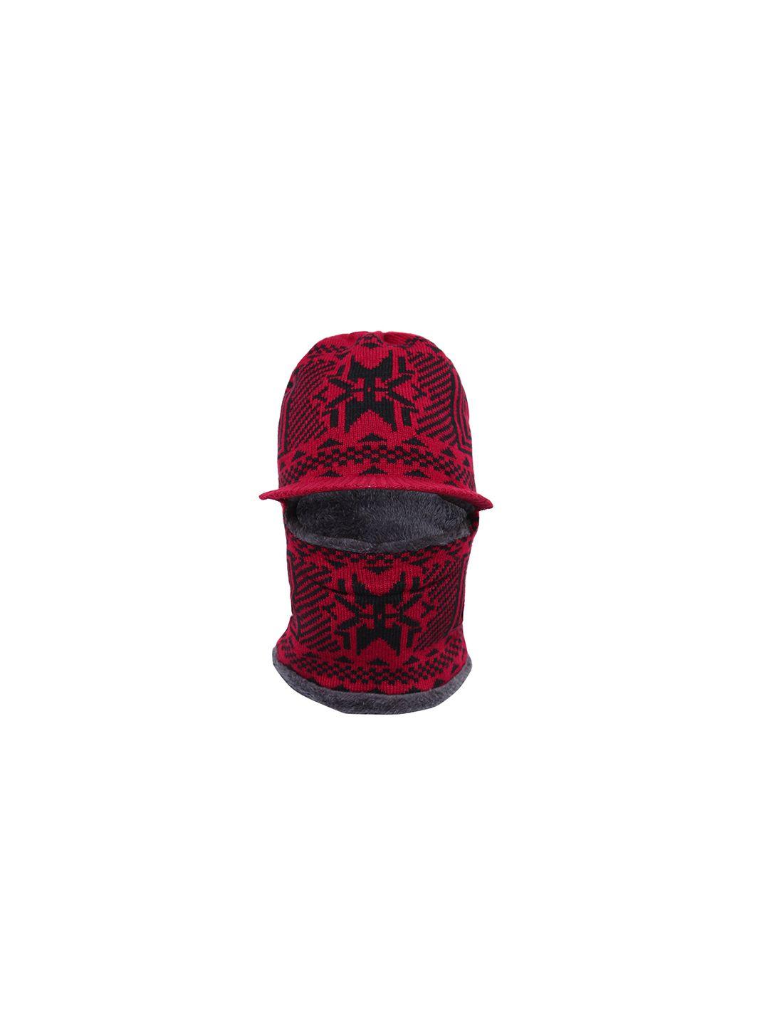 zacharias men red & black printed balaclava cap