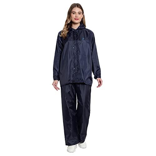 zacharias women's waterproof reversible raincoat with pant (gen-w-005) (blue) (3xl)