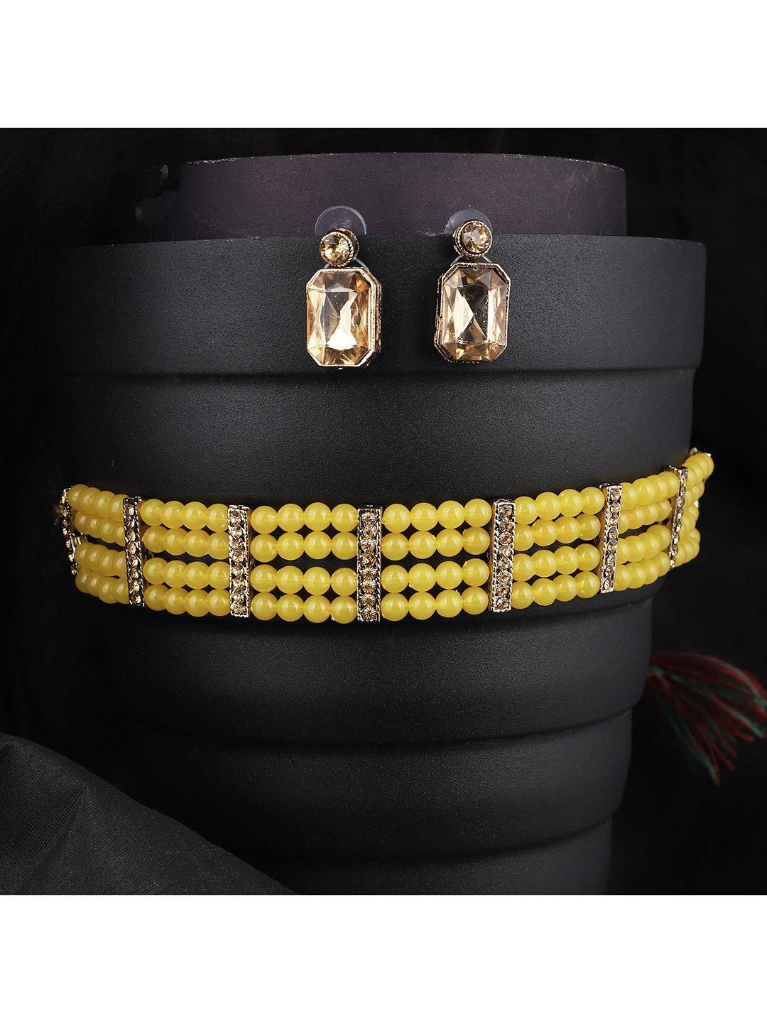 zaffrecollections women yellow & gold-plated jewellery set