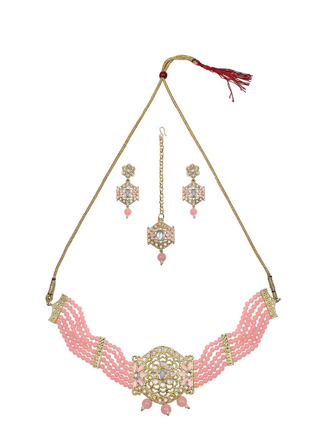 zaffrecollections  gold-plated studded & beaded jewellery set