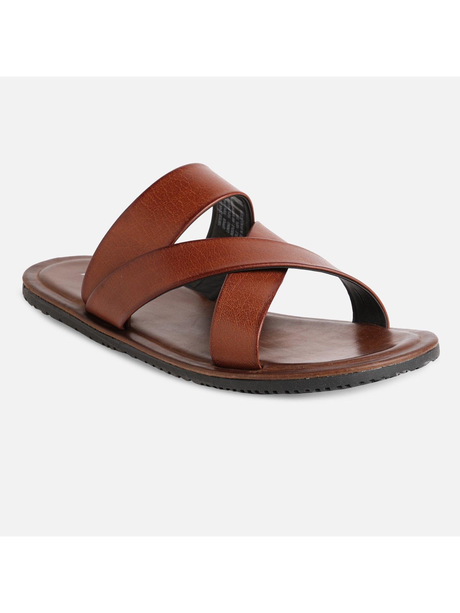 zahir leather tan solid sandals