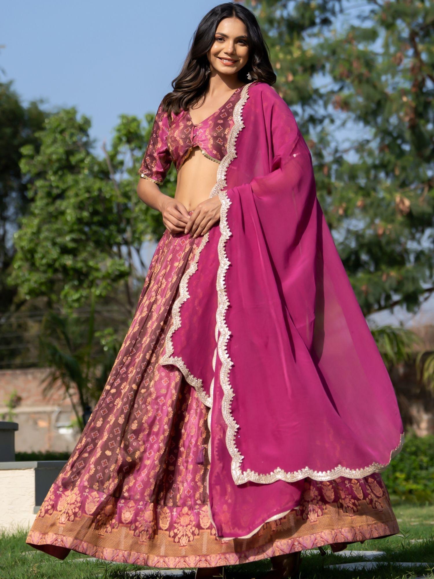 zahrati lehenga with blouse and dupatta (set of 3)