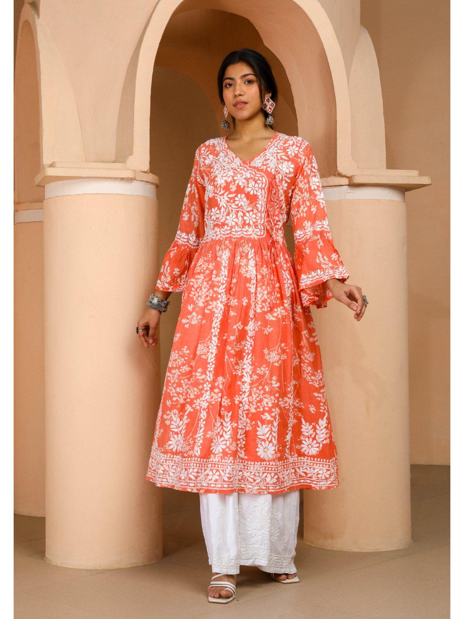 zainab chikankari mulmul angrakha kurta