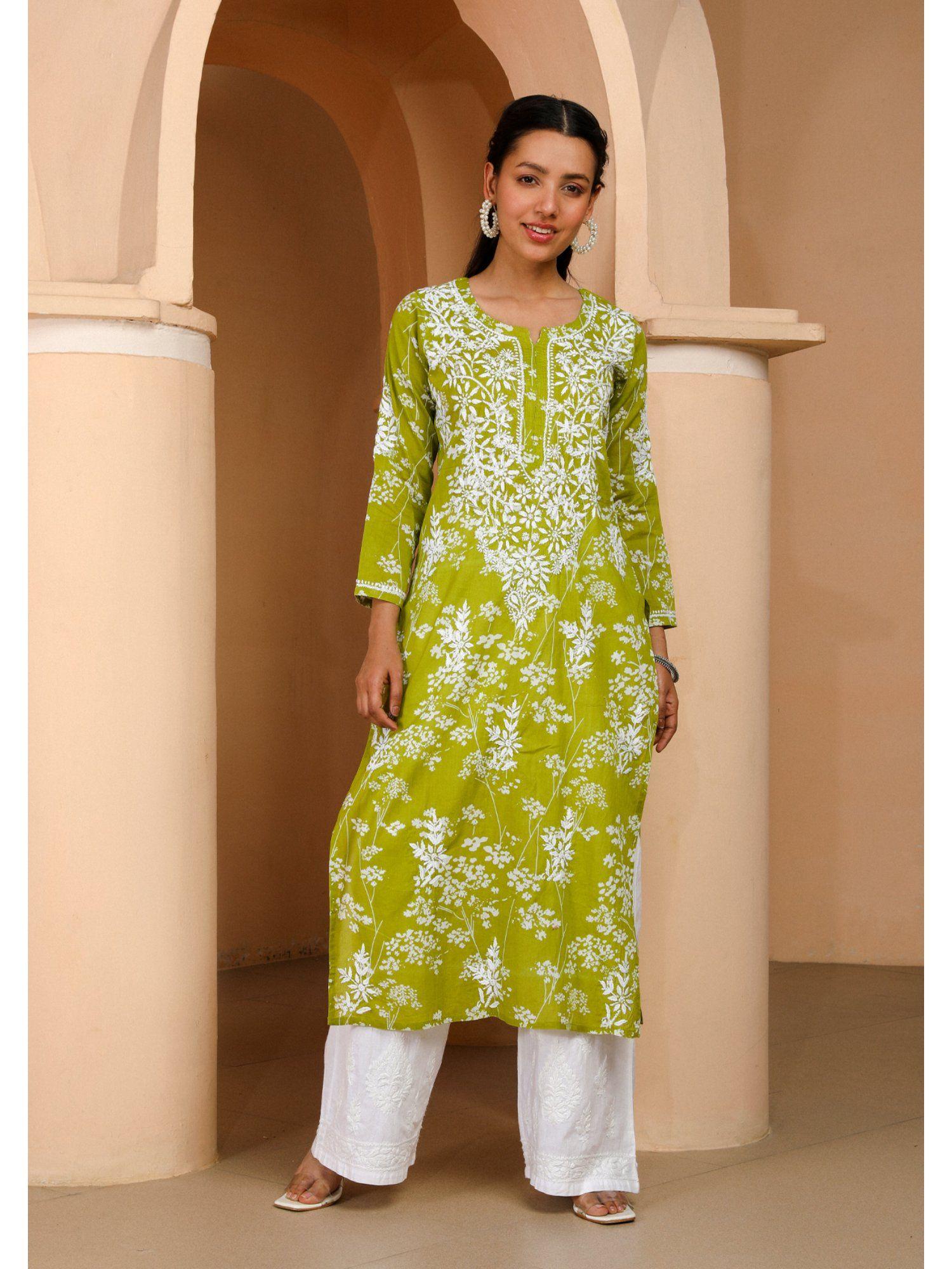 zainab chikankari mulmul straight kurta