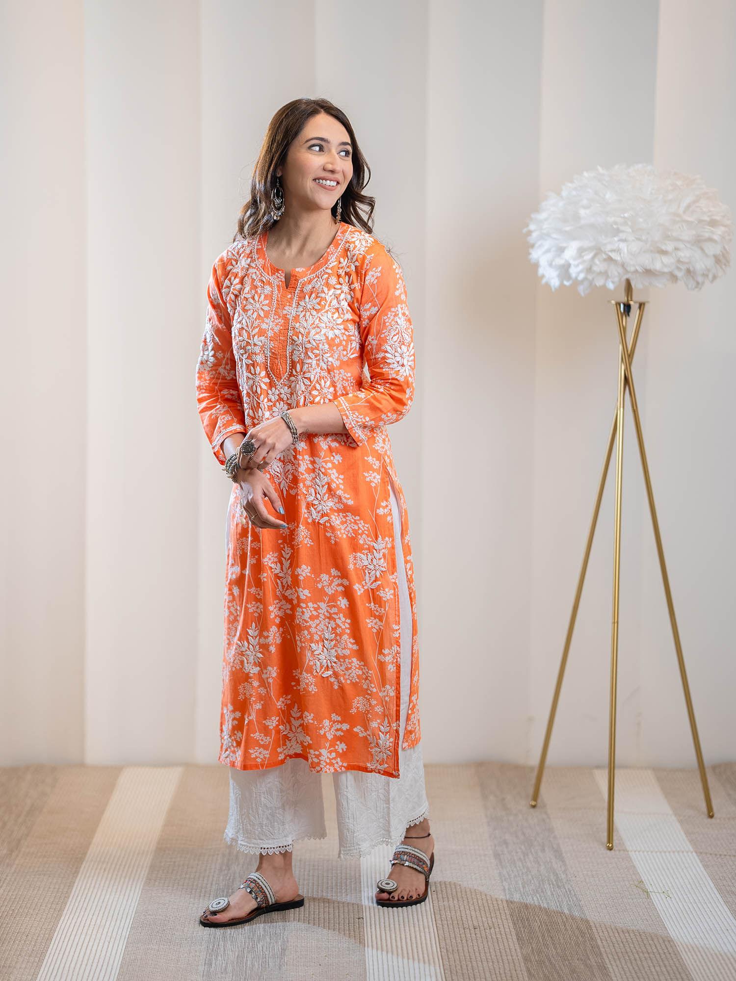 zainab chikankari mulmul straight kurta