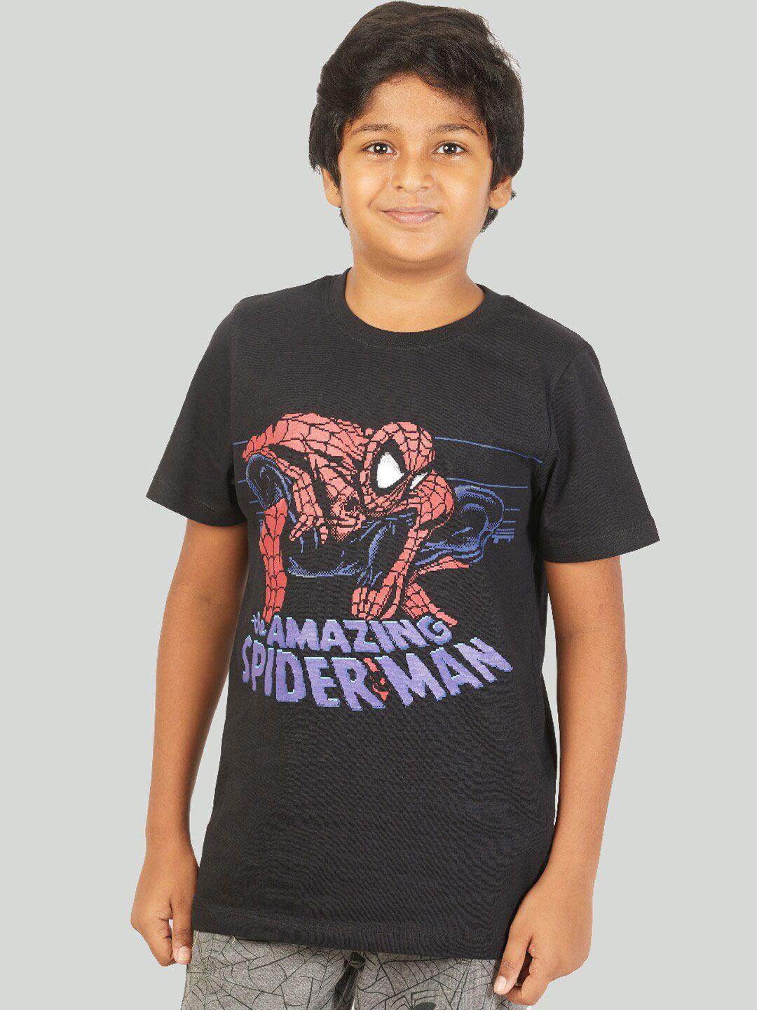 zalio boys black spiderman printed t-shirt