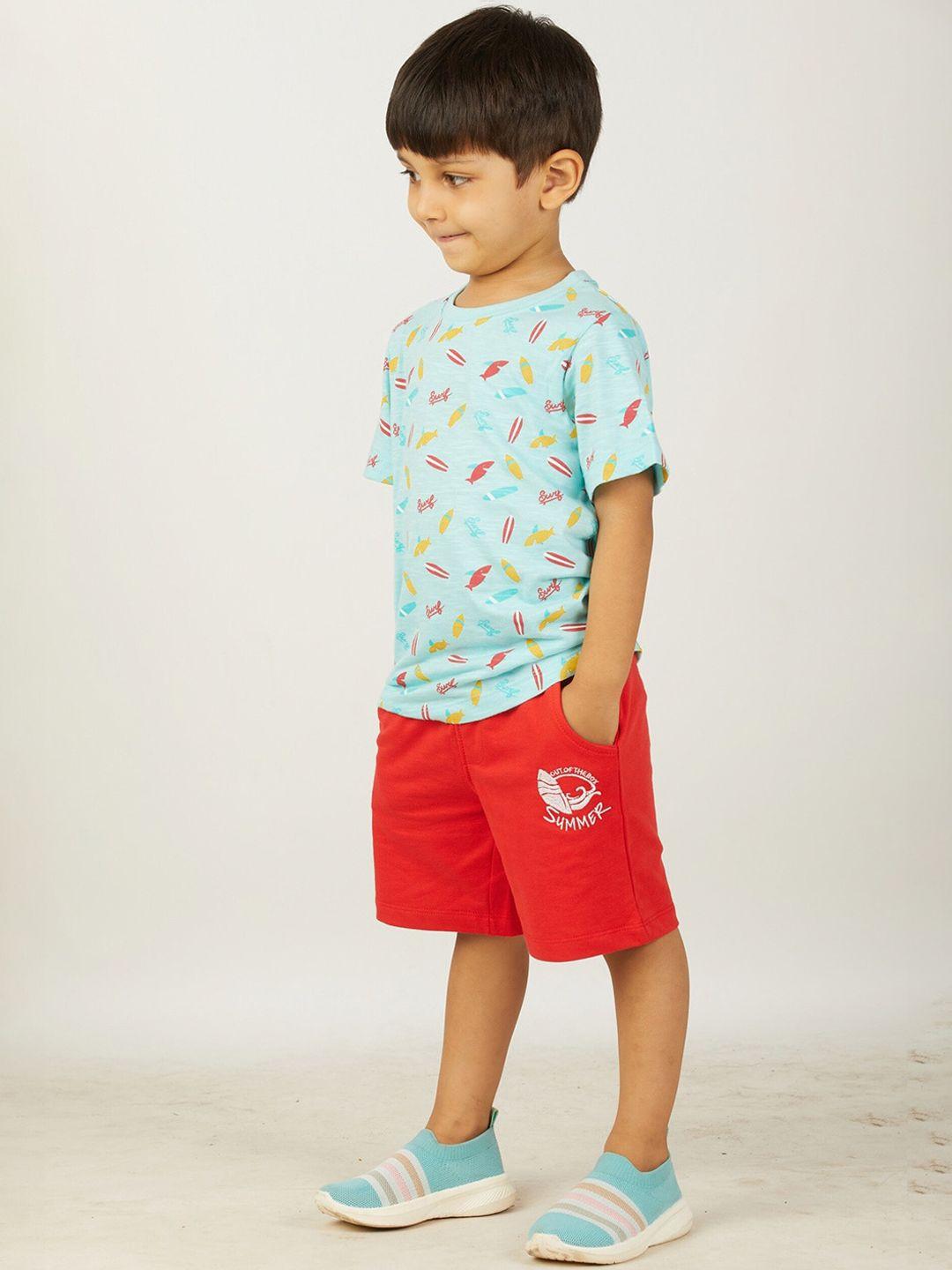 zalio boys blue & red checked t-shirt with trousers