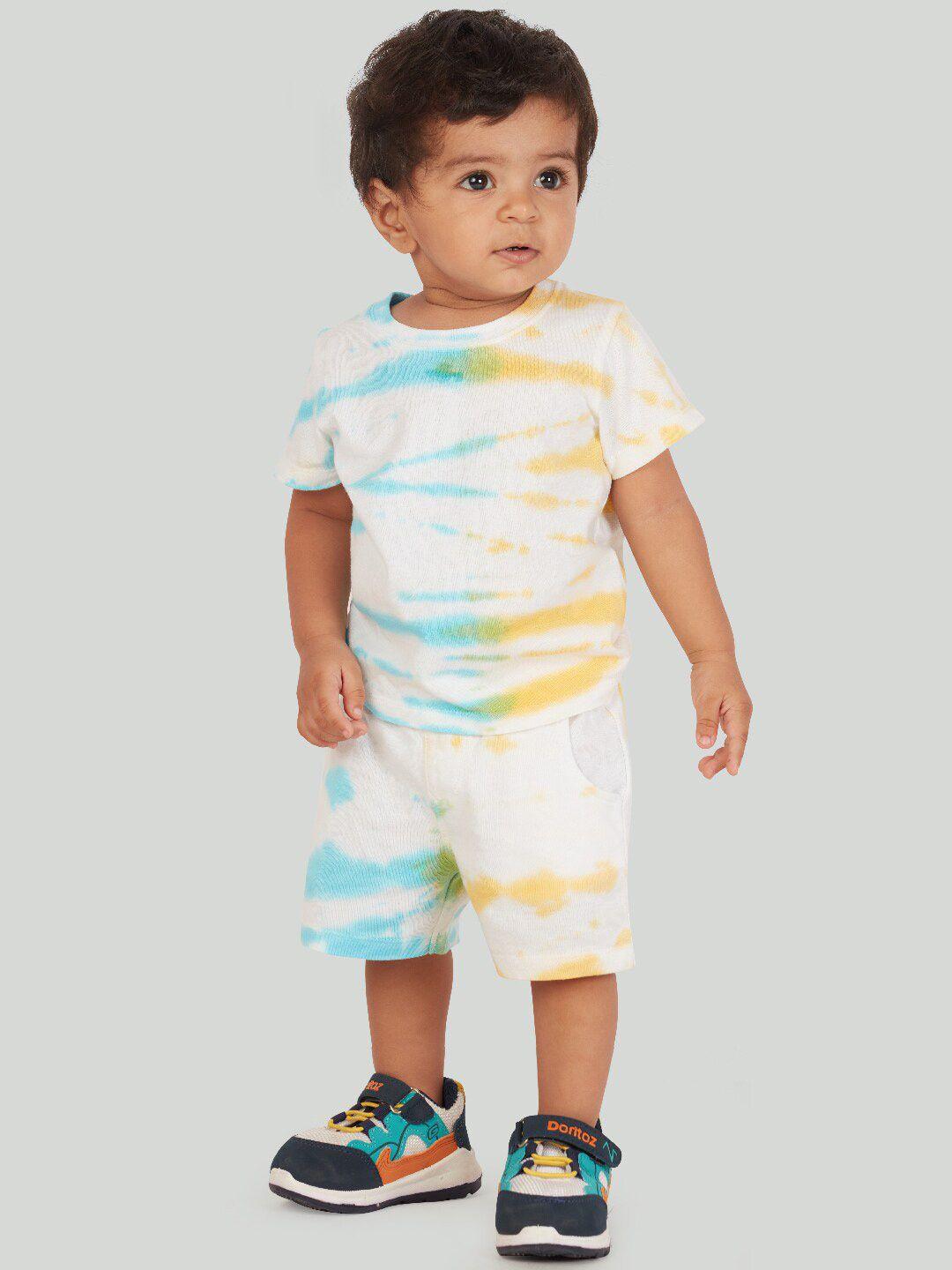 zalio boys multicoloured printed pure cotton t-shirt with shorts