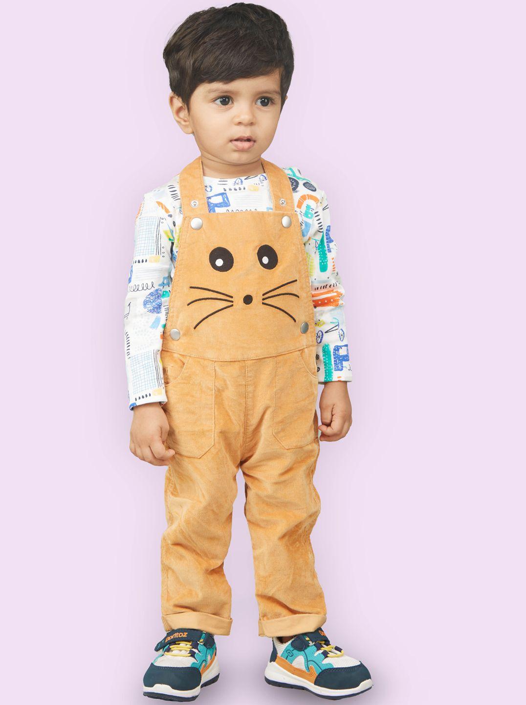 zalio boys printed cotton t-shirt with dungarees