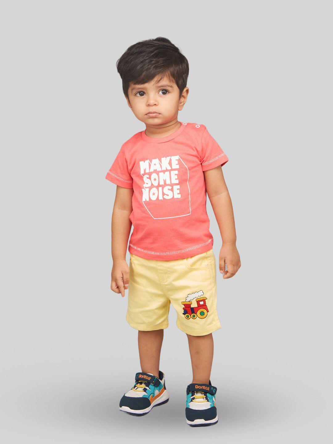zalio boys printed pure cotton t-shirt with shorts