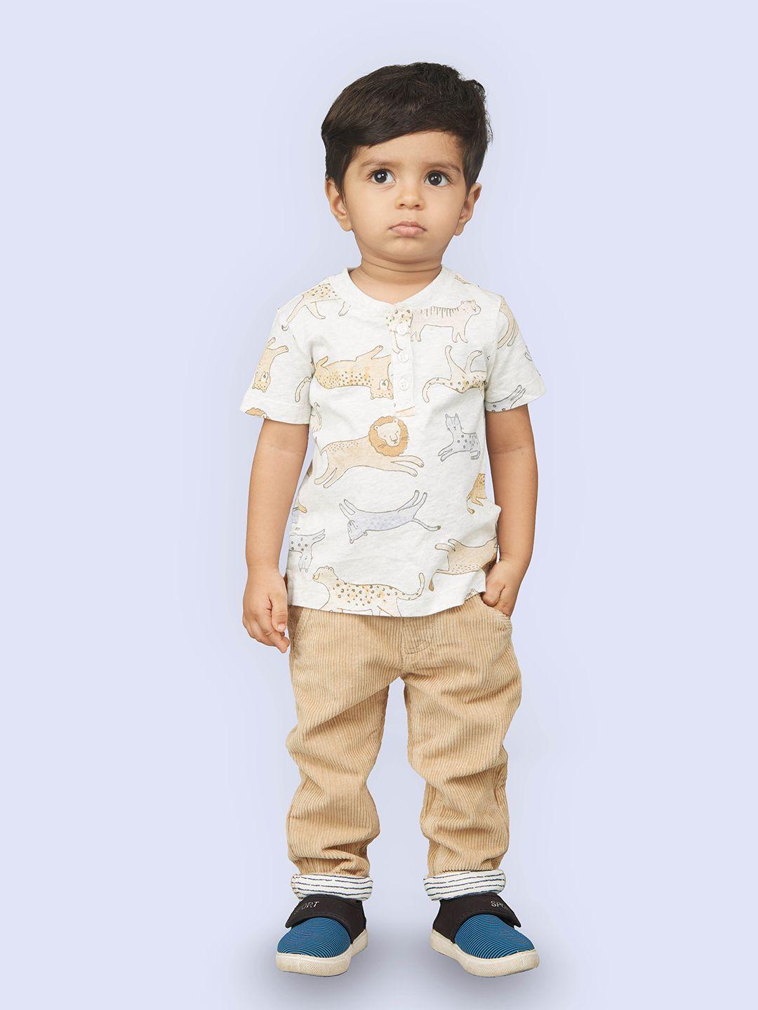 zalio boys printed pure cotton t-shirt with trousers