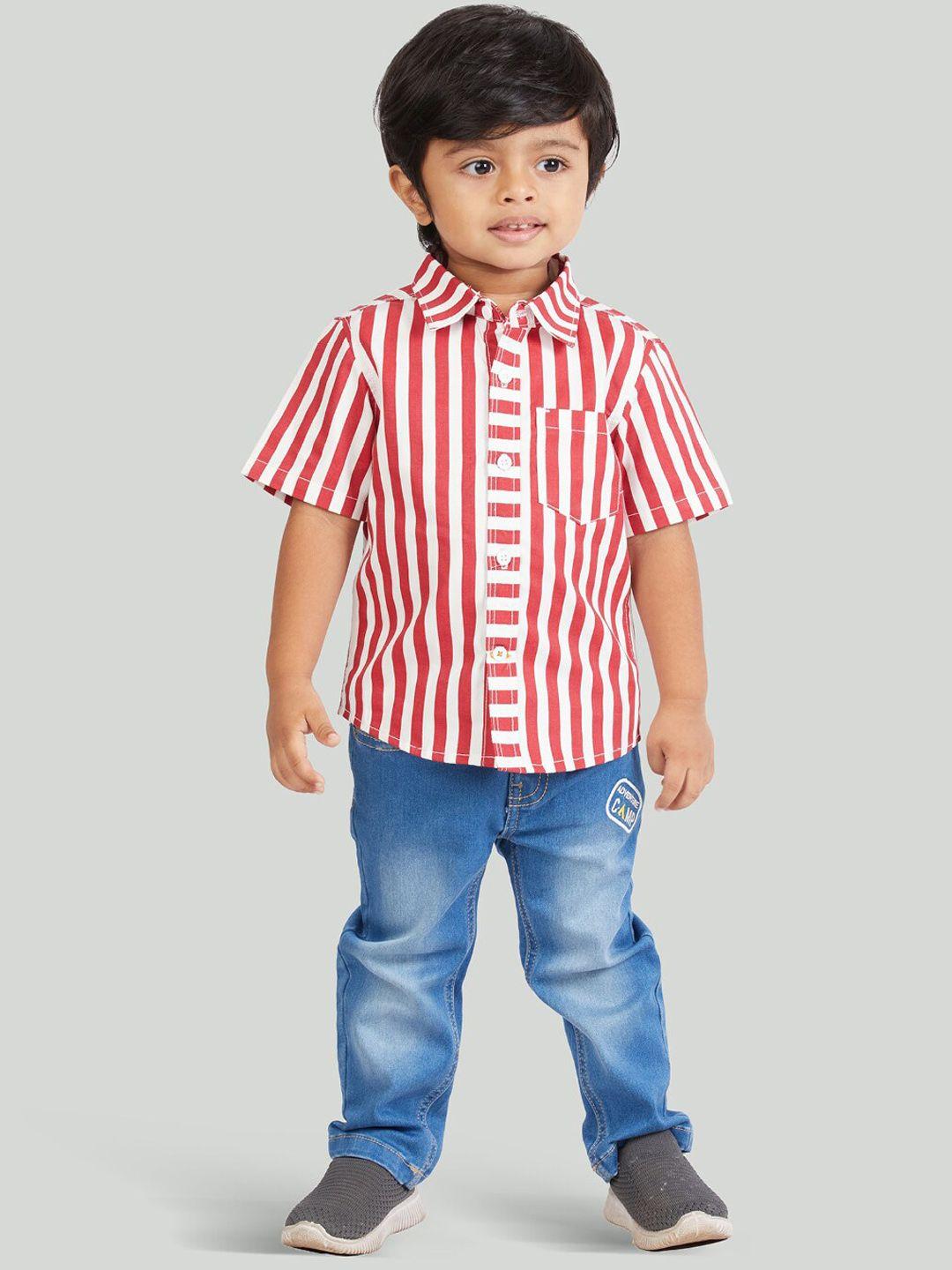 zalio boys red & blue striped shirt with jeans