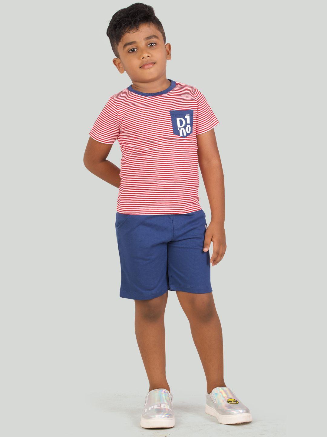 zalio boys red & blue striped t-shirt with shorts