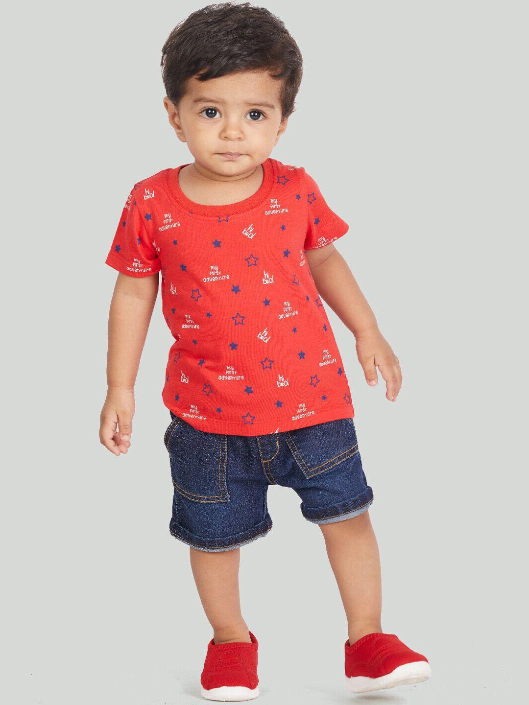 zalio boys red & navy blue t-shirt with shorts
