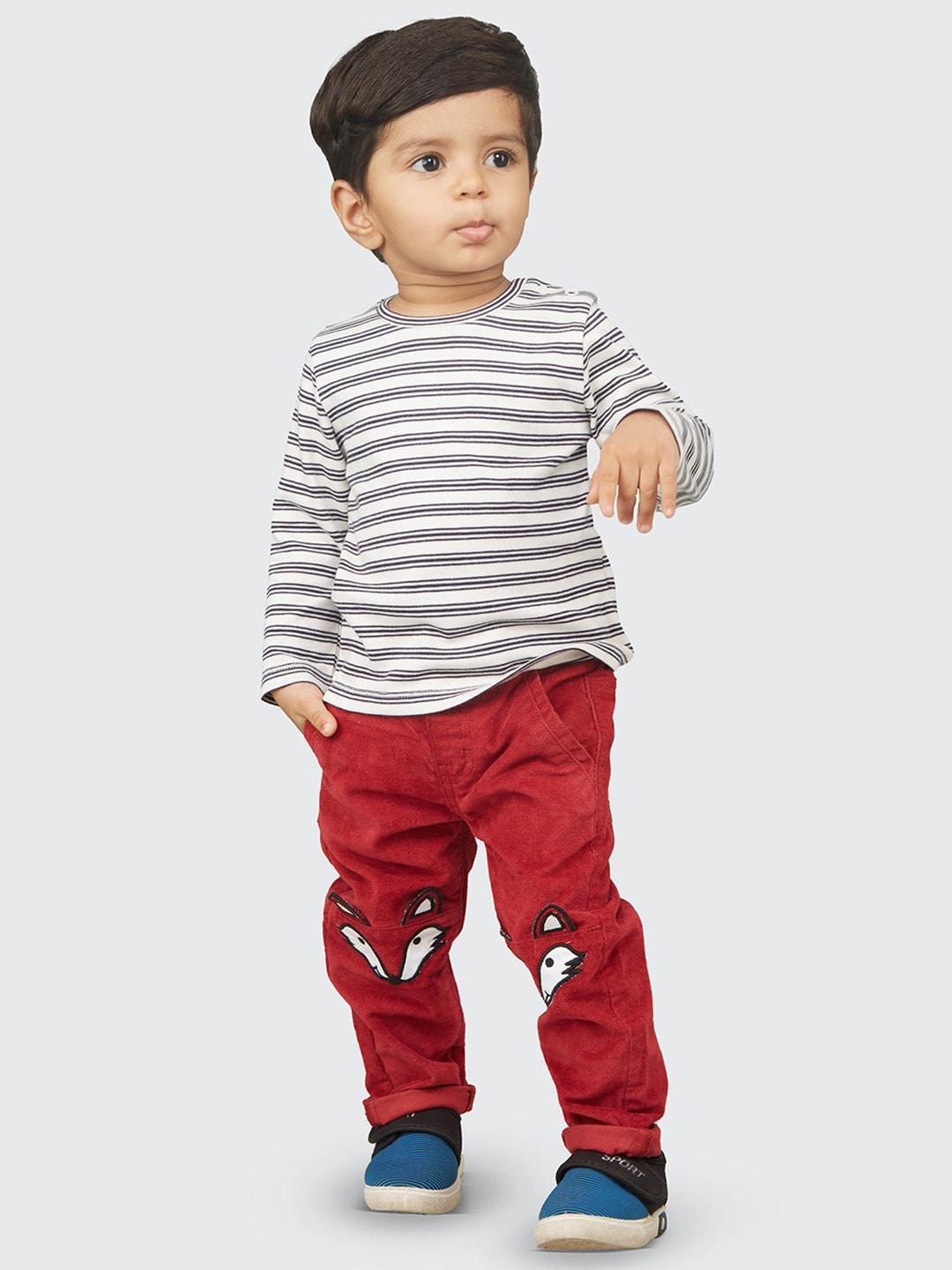zalio boys striped pure cotton t-shirt with trousers