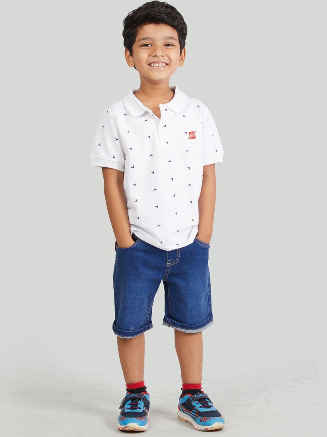 zalio boys white & blue checked t-shirt with trousers