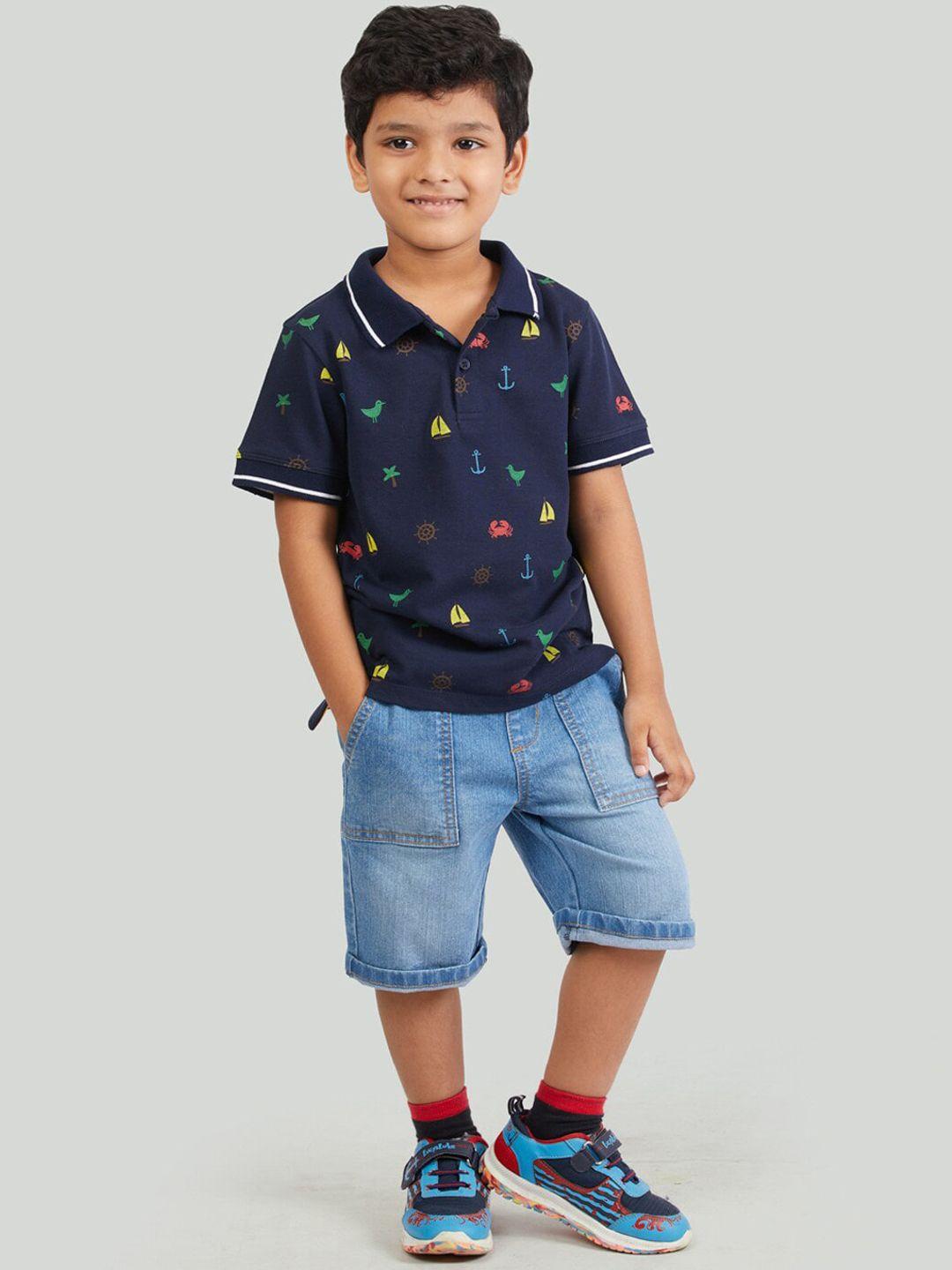 zalio boys blue & assorted checked t-shirt with trousers