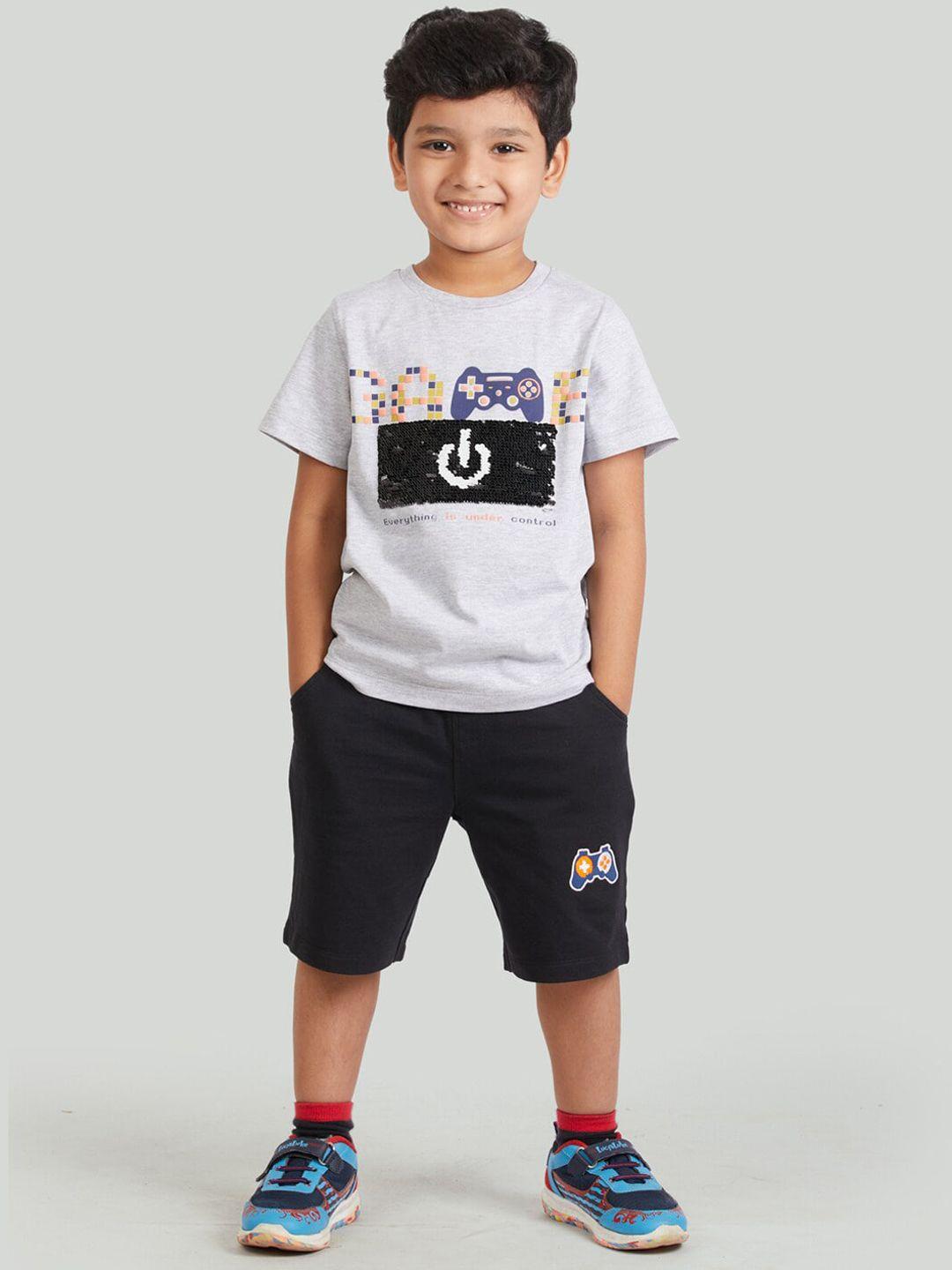 zalio boys grey & black checked t-shirt with trousers