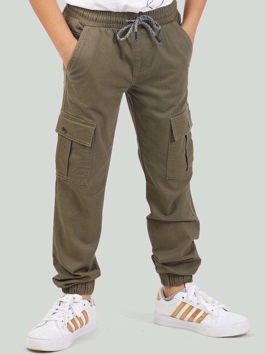 zalio boys olive brown joggers trousers