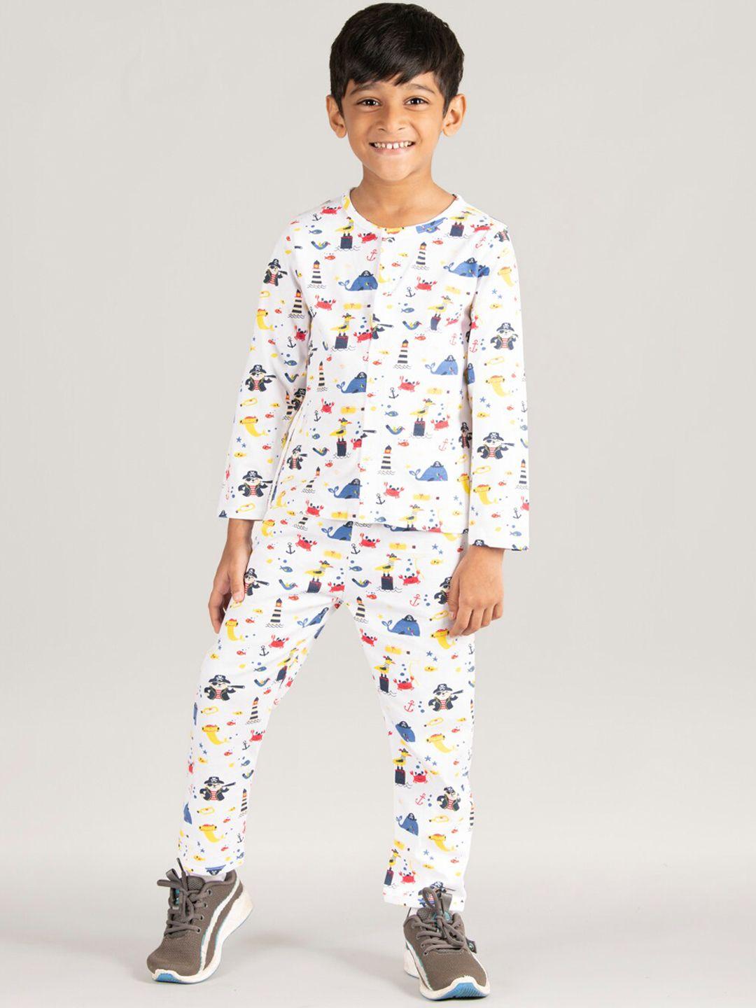 zalio boys printed pure cotton night suit