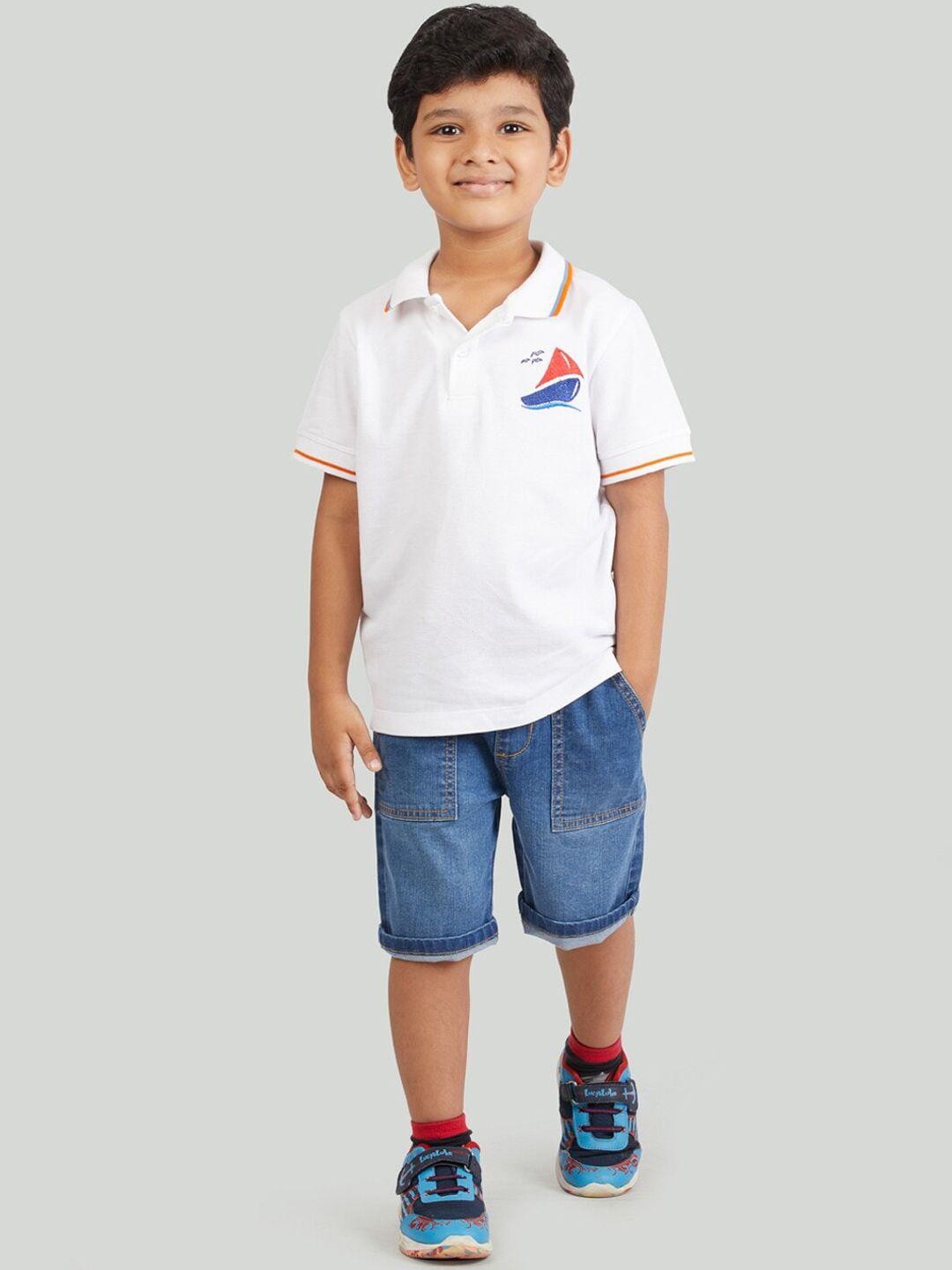 zalio boys white & blue checked t-shirt with trousers