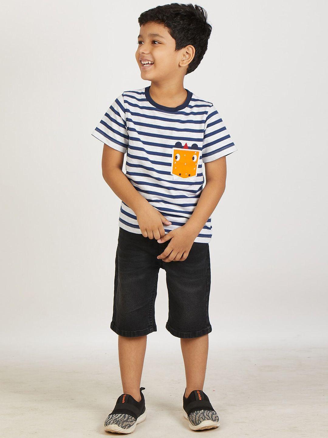 zalio boys white striped t-shirt with shorts