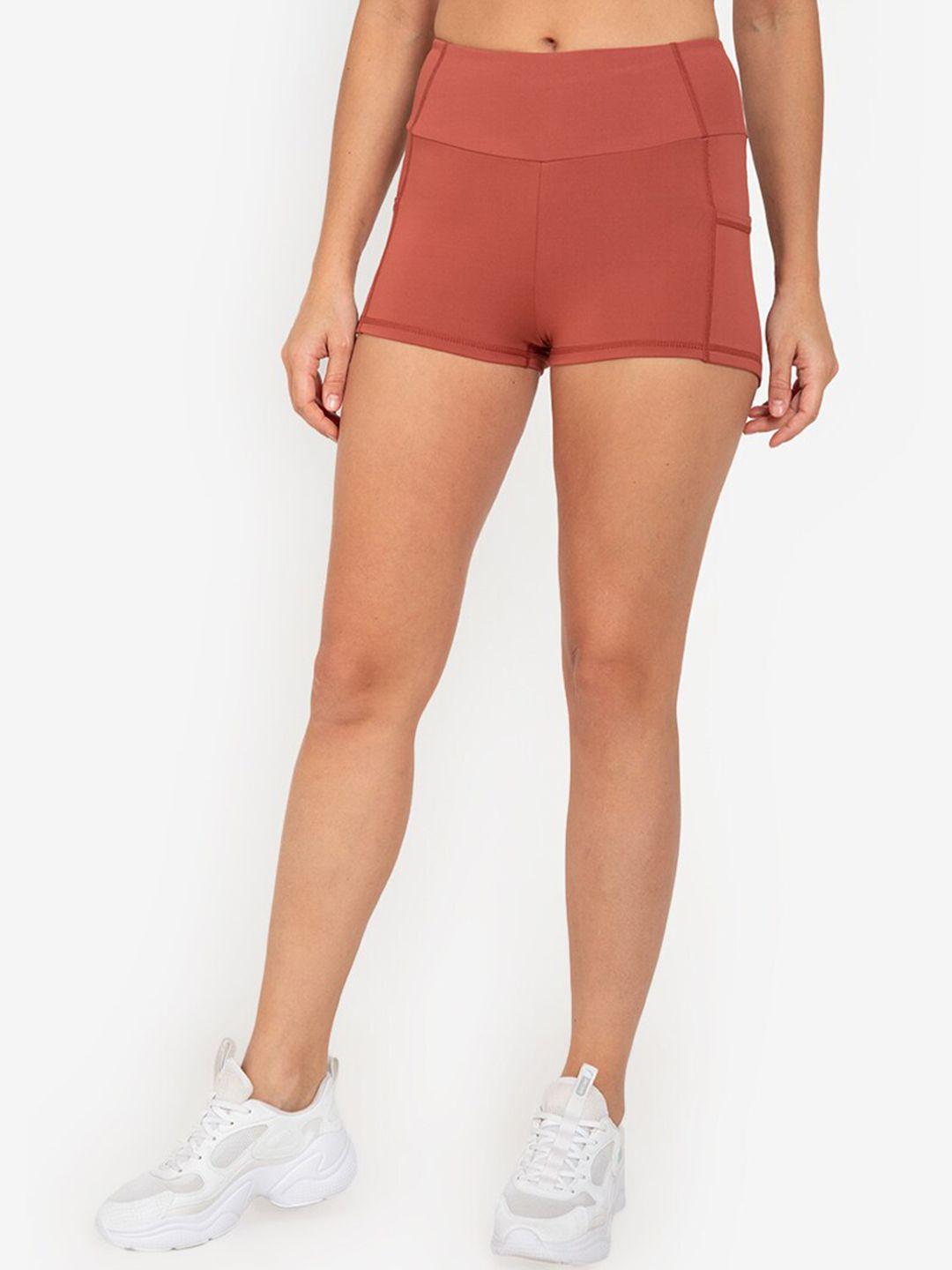 zalora-active-women-orange-high-rise-training-or-gym-sports-shorts