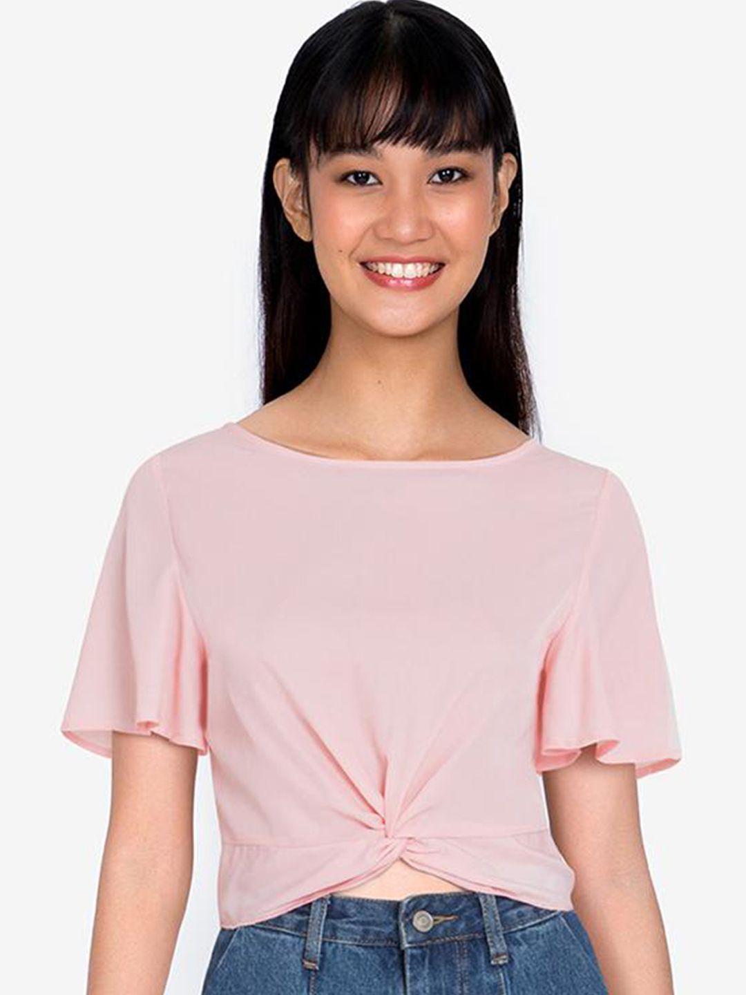 zalora basics women pink solid top