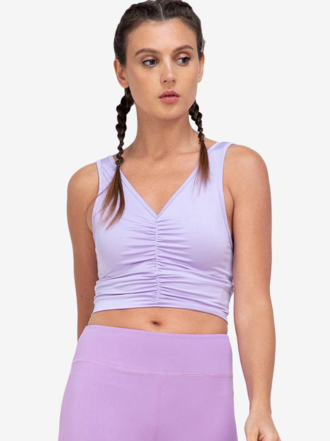 zalora active lavender ruched crop top