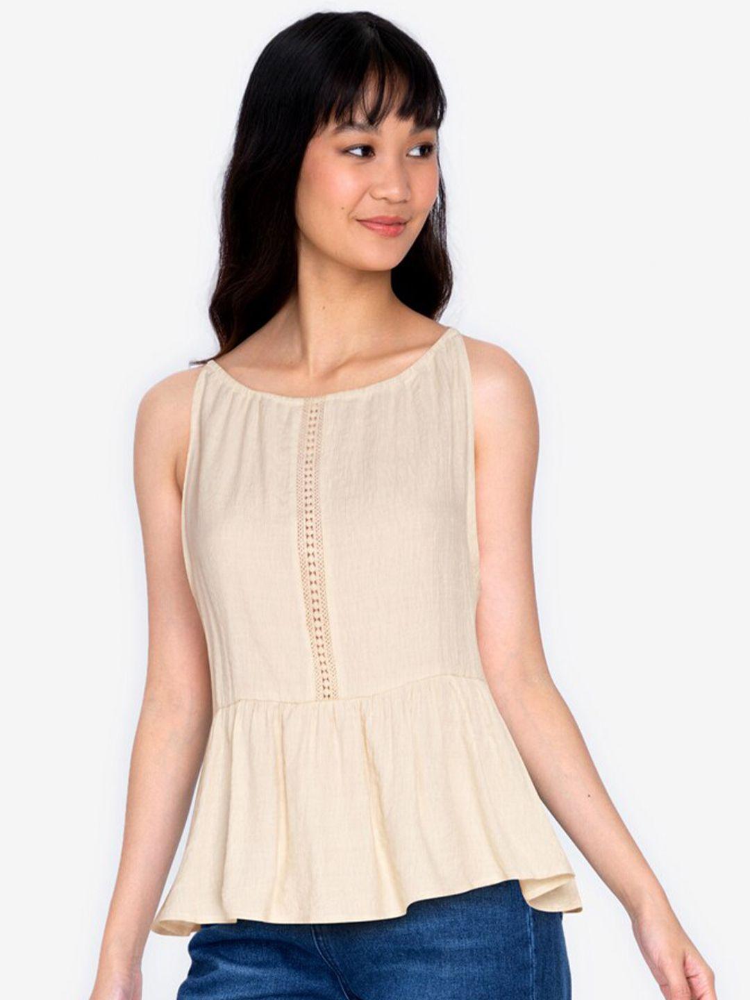 zalora basics beige peplum top