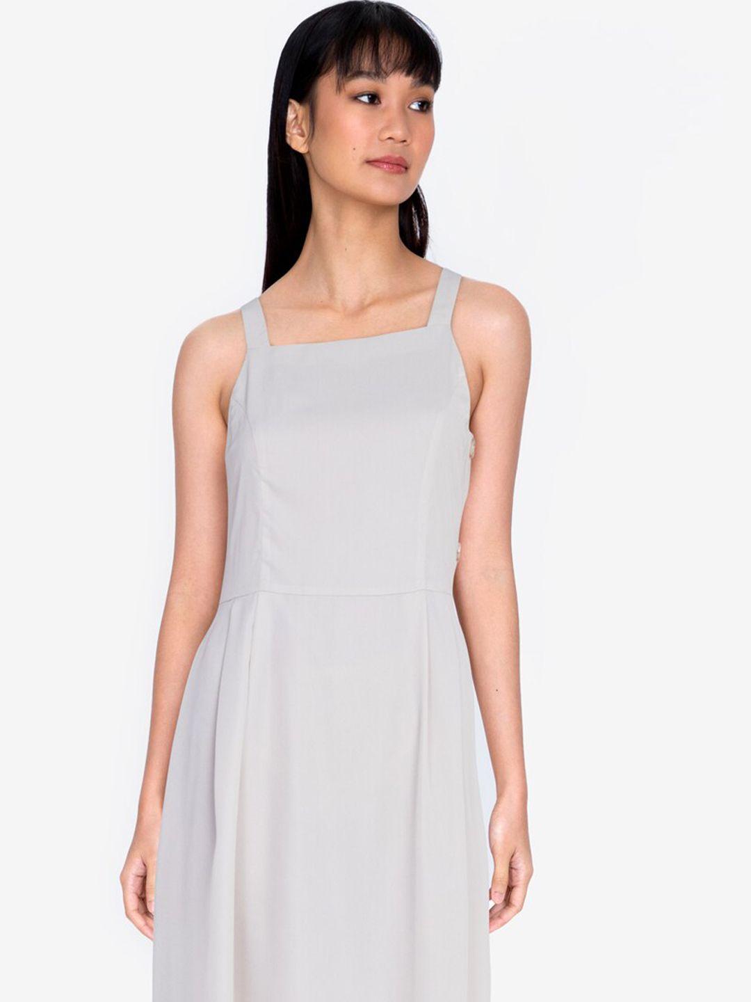 zalora basics grey solid a-line dress