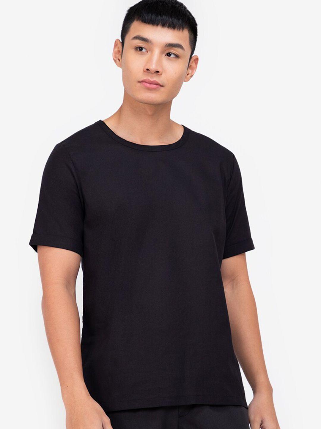 zalora basics men black t-shirt