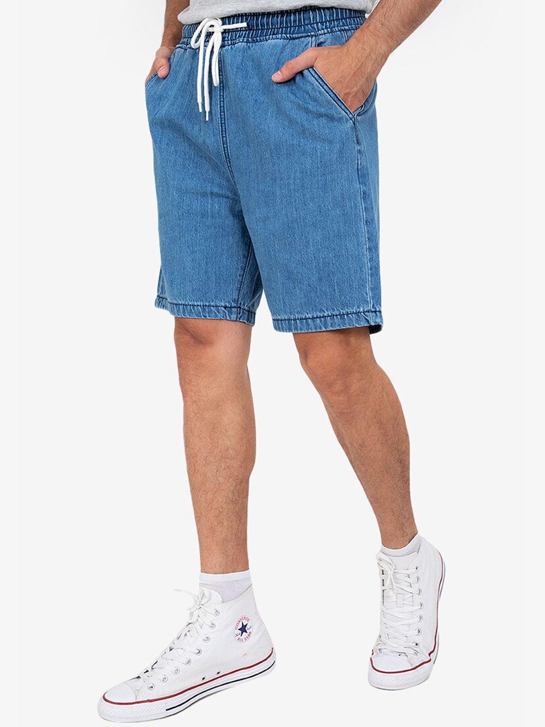 zalora basics men blue solid cotton shorts