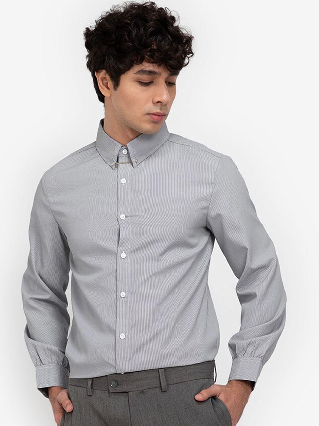 zalora basics men grey casual shirt