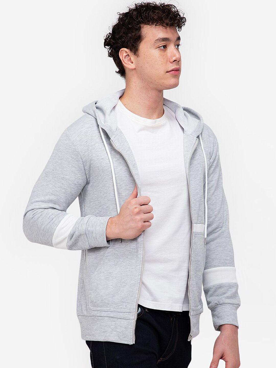 zalora basics men grey hooded sweatshirt