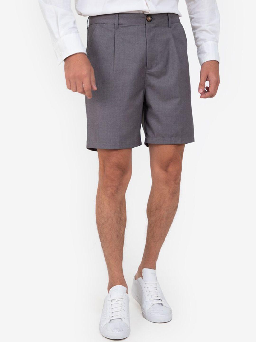 zalora basics men grey shorts