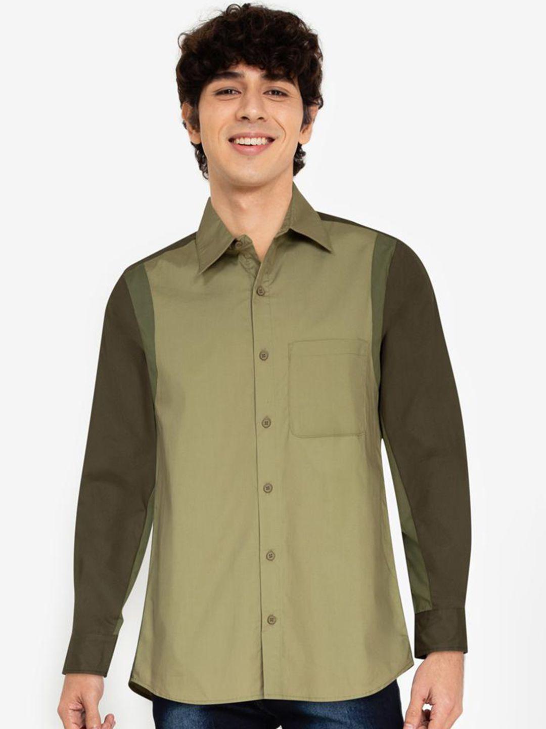 zalora basics men multicoloured colourblocked casual shirt