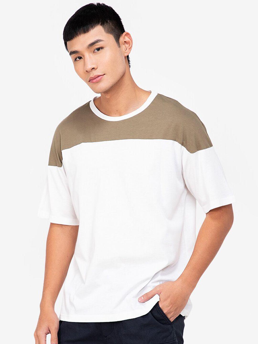 zalora basics men white colourblocked t-shirt