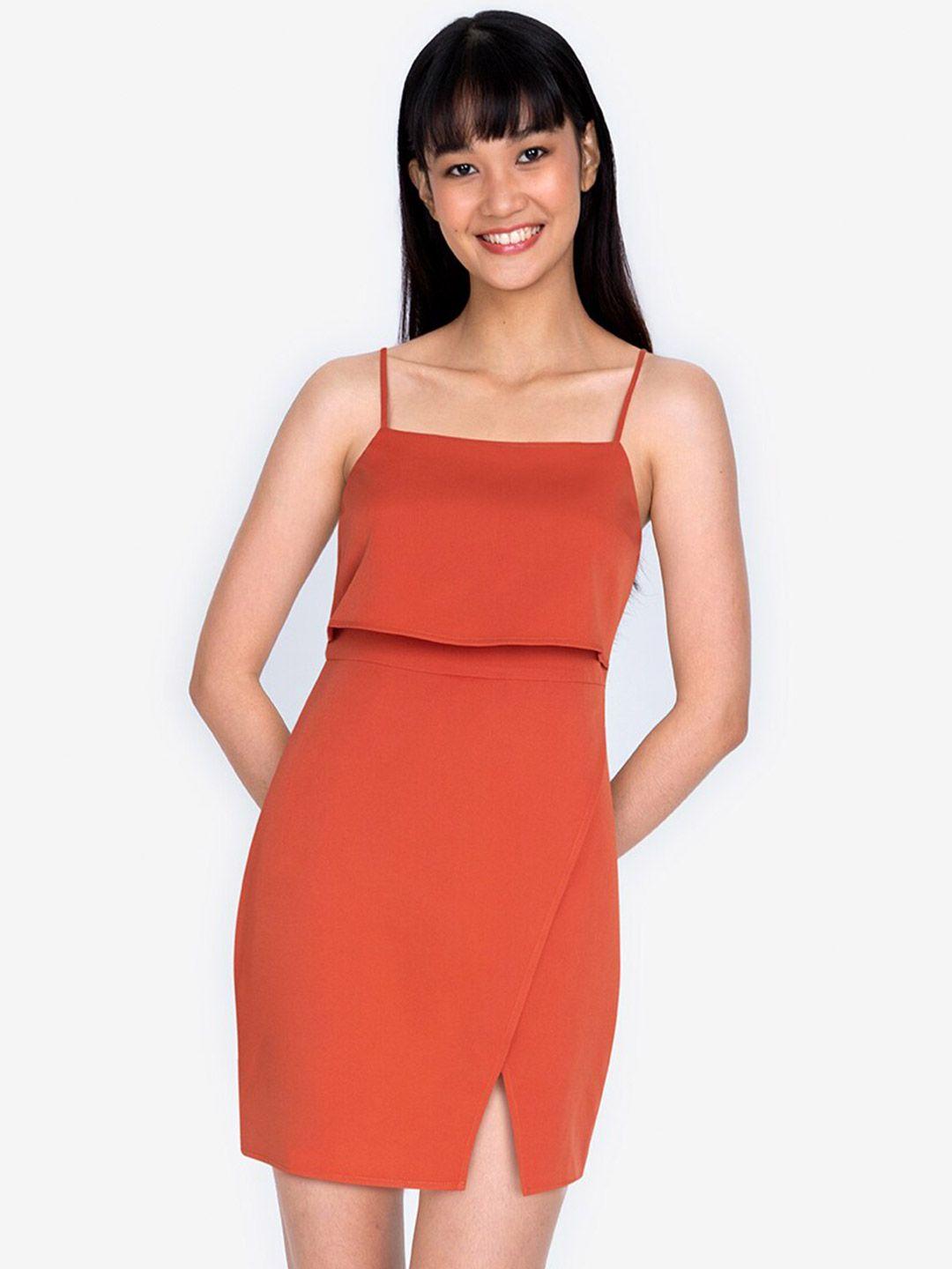 zalora basics orange layered bodycon dress
