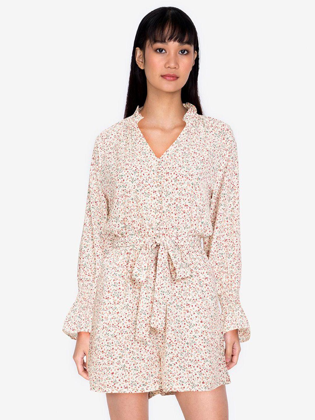 zalora basics pink printed jumpsuit