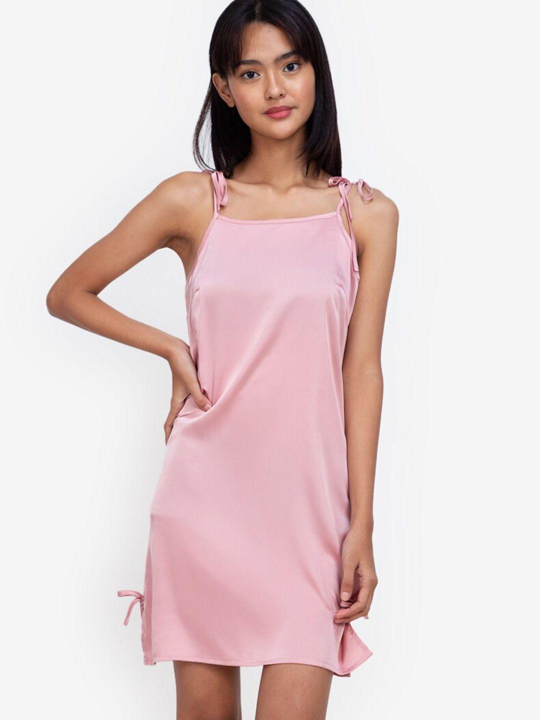 zalora basics pink solid pure cotton nightdress