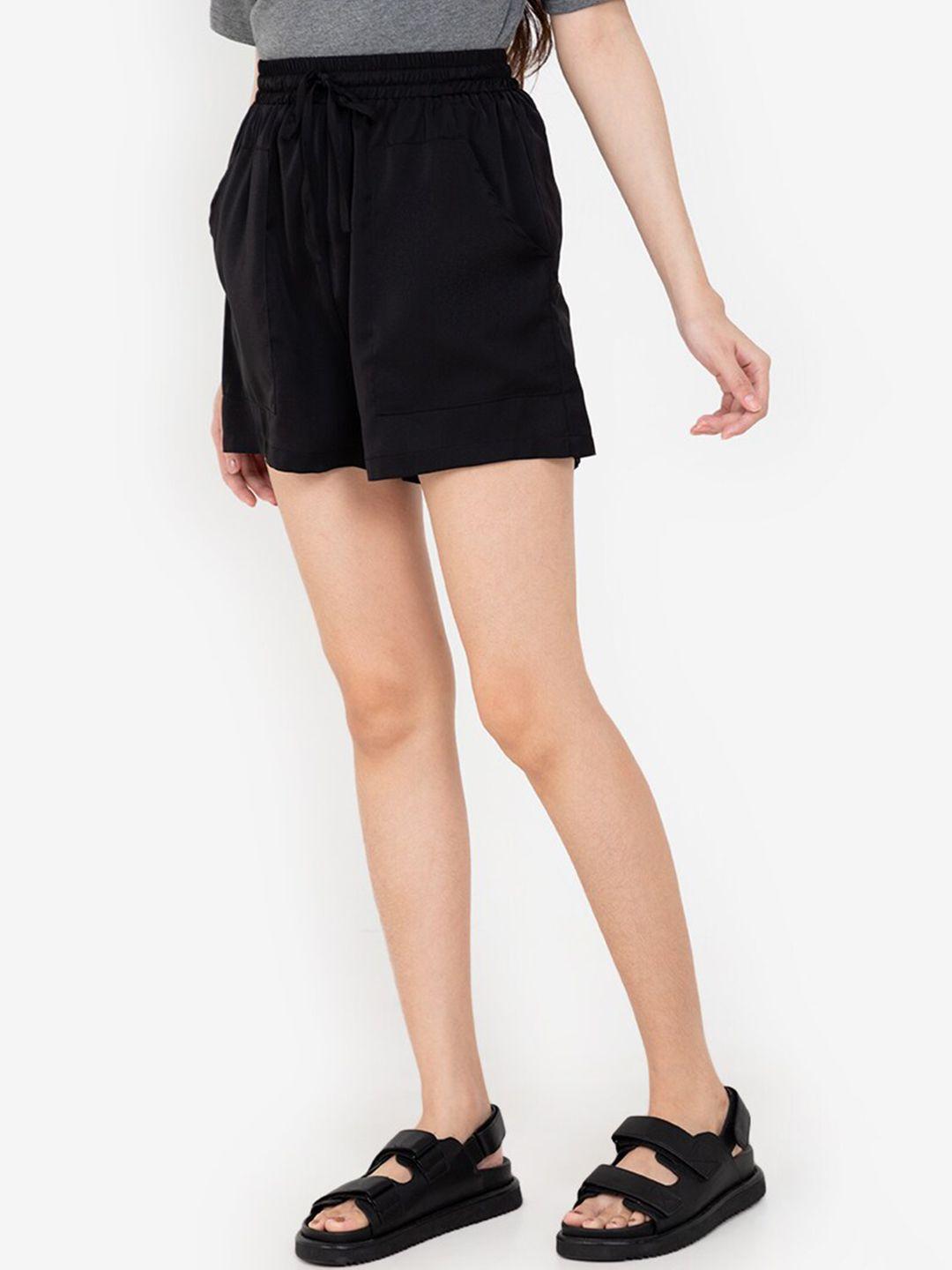 zalora basics women black high-rise shorts