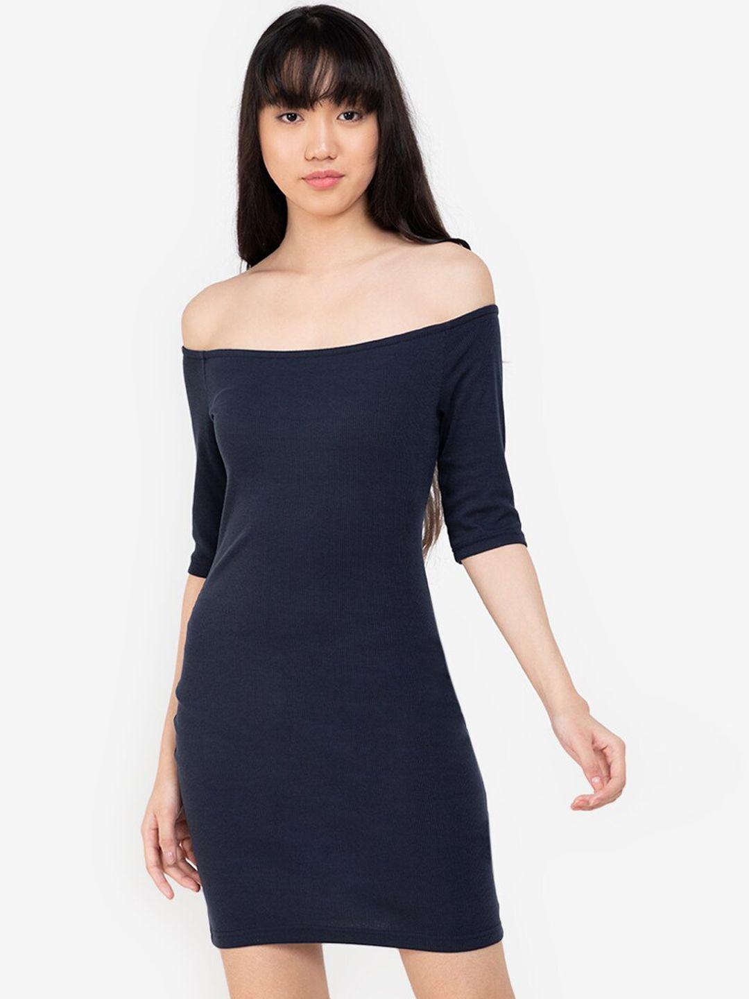 zalora basics women navy blue bodycon dress