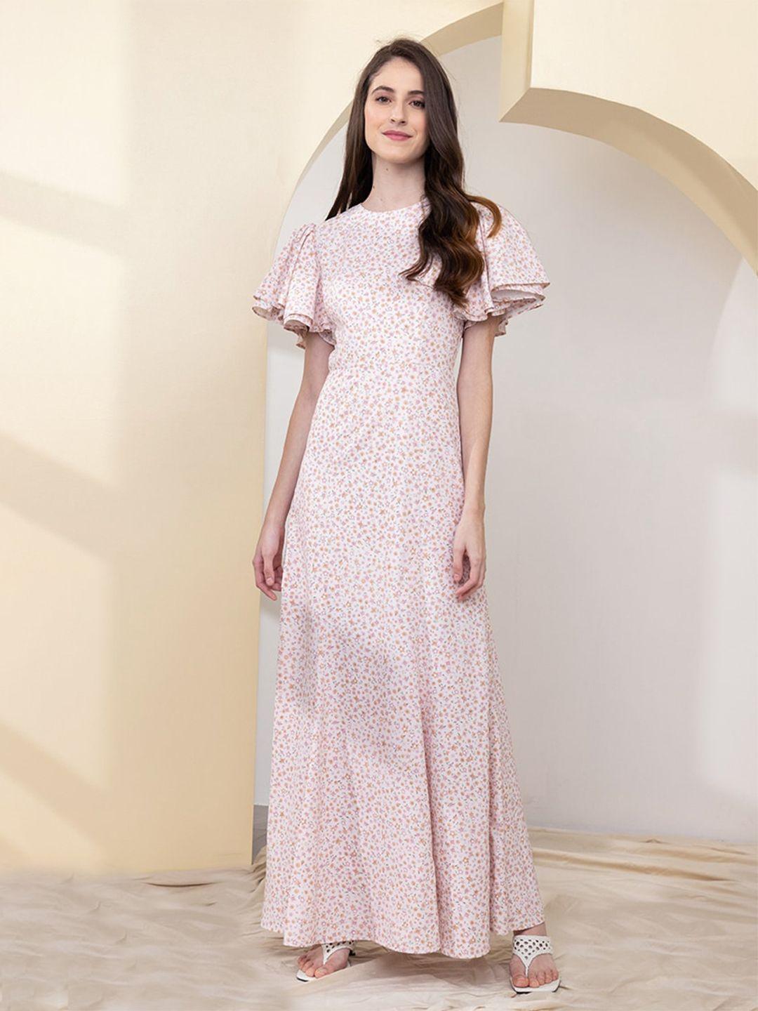 zalora studios floral printed flored sleeve maxi dress