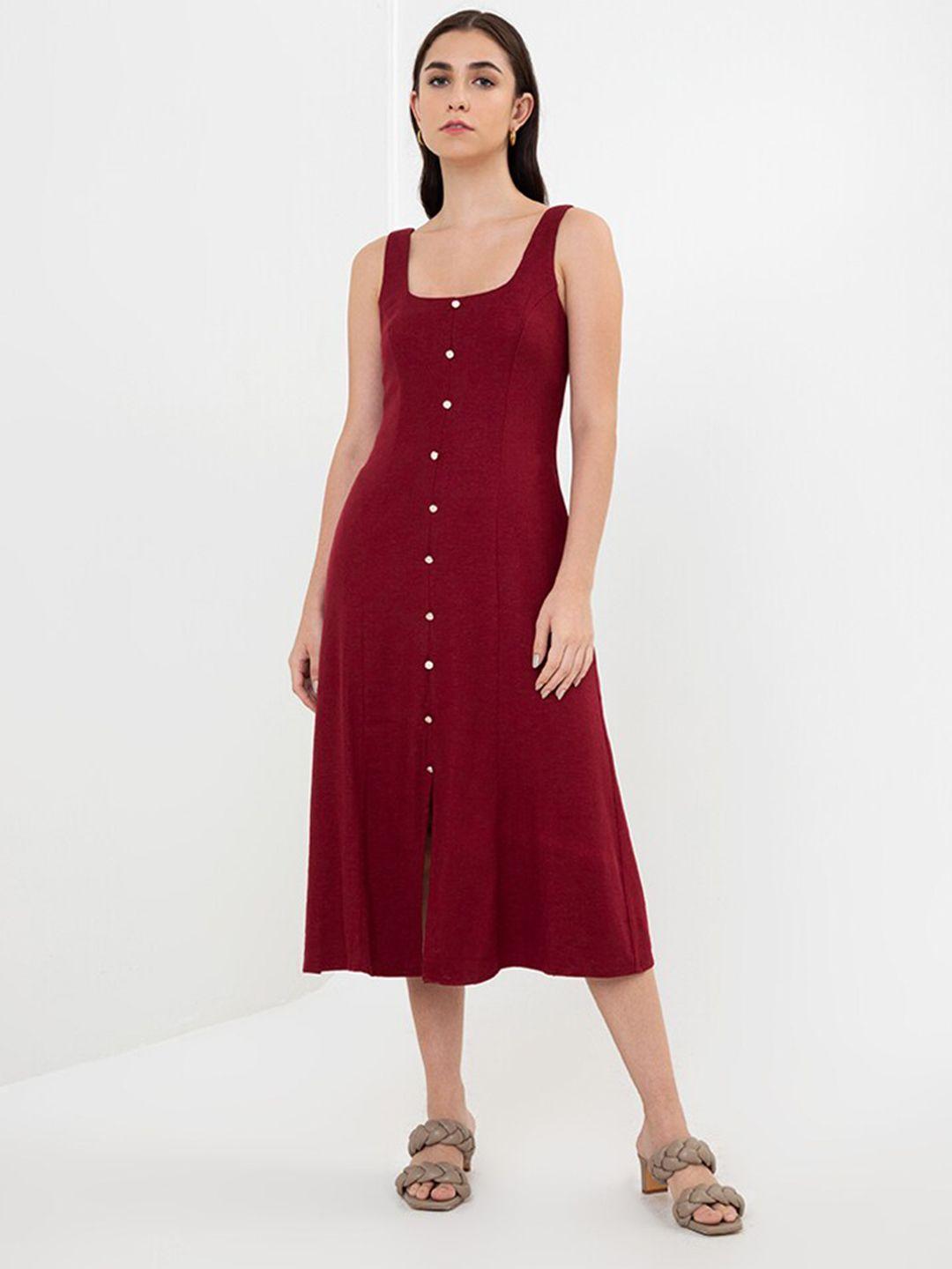 zalora studios linen cotton a-line midi dress