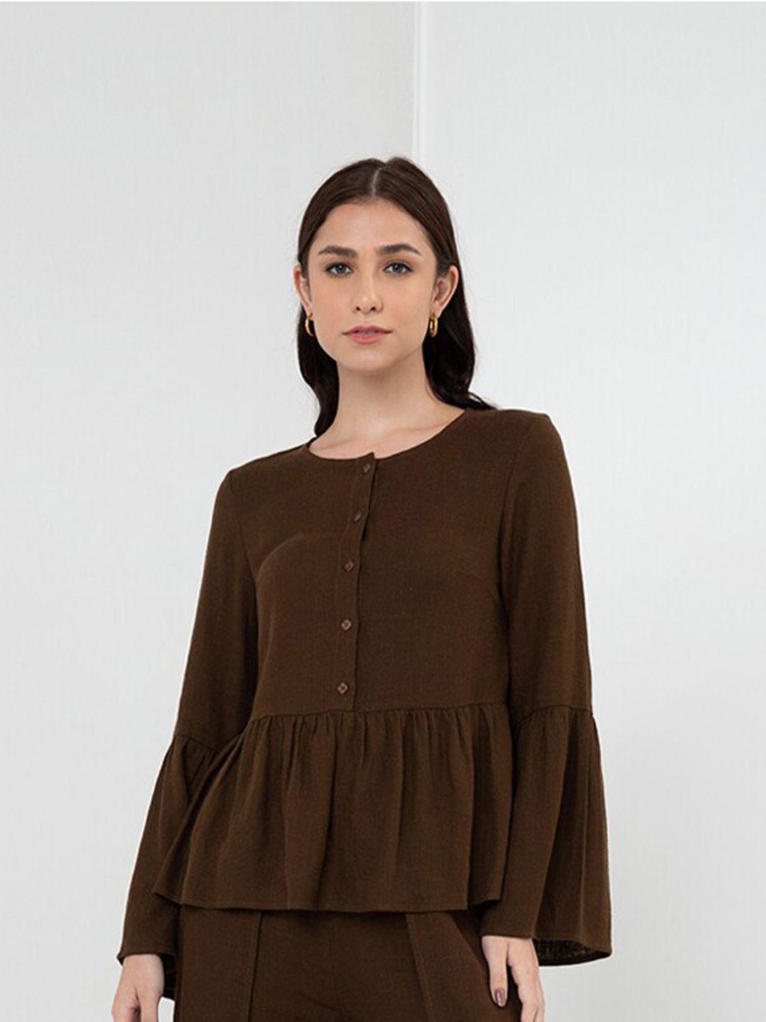 zalora studios linen cotton peplum top