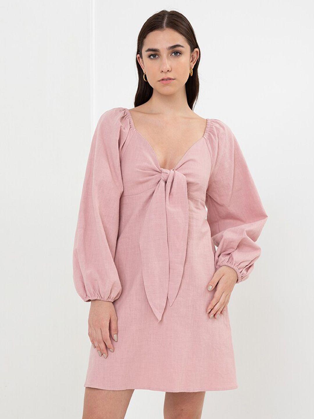 zalora studios linen v-neck dress