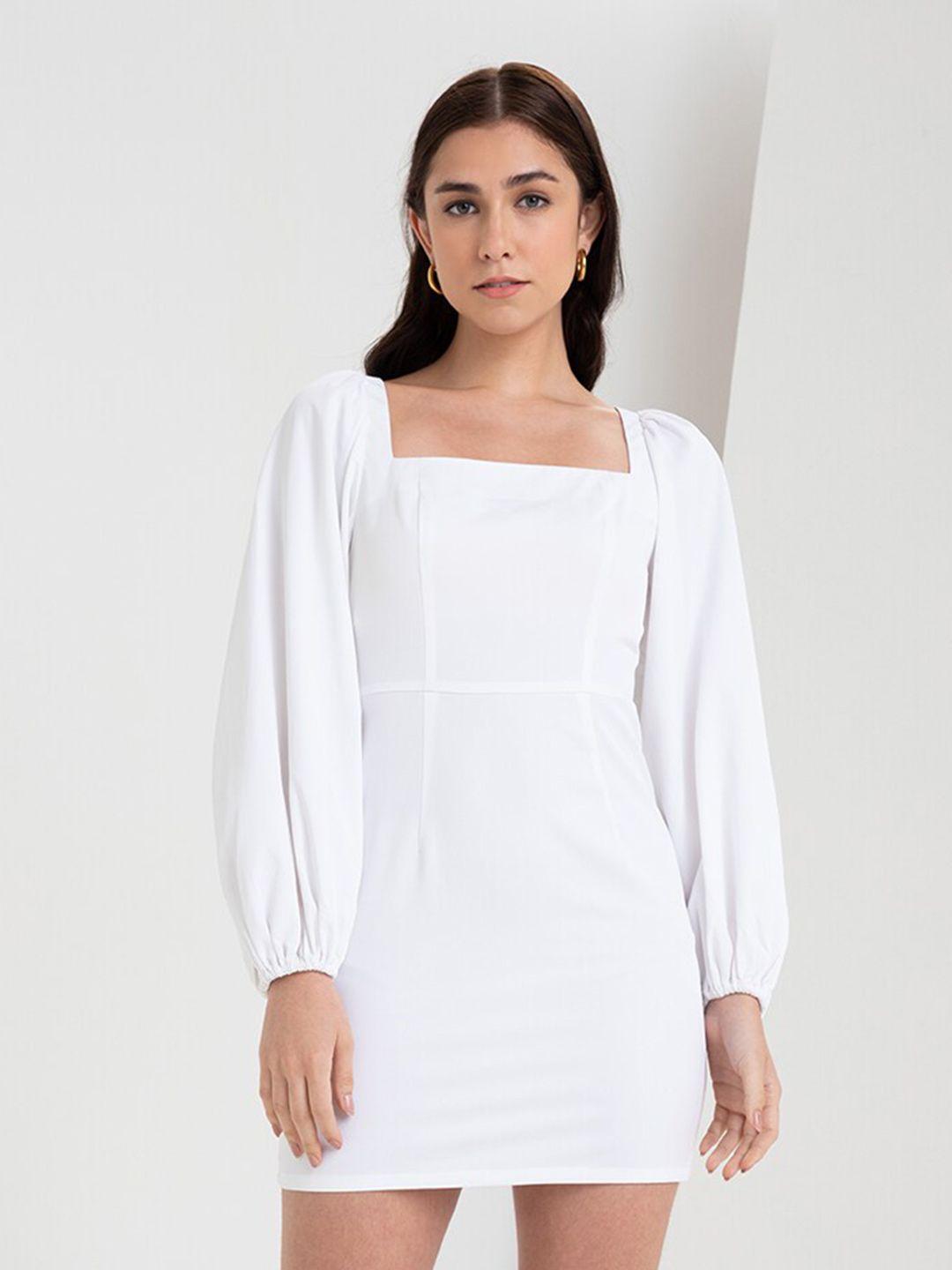 zalora studios square neck puff sleeves sheath dress